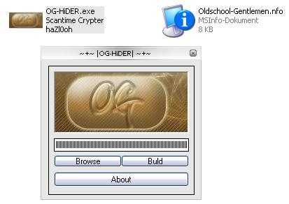 OG-HiDER crypter tool interface from old hacking forum