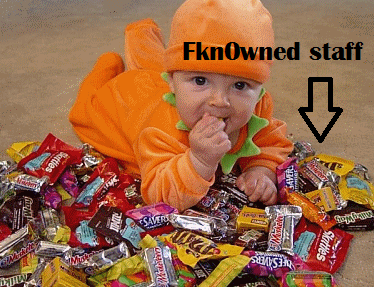 Baby in candy pile jokes about FknOwned staff