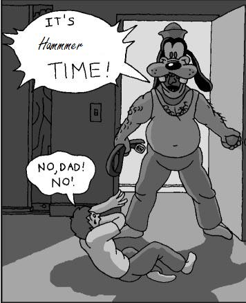Goofy 'Hammer Time' dad meme, classic forum humor