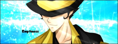 Anime character signature art with cool blue backdrop