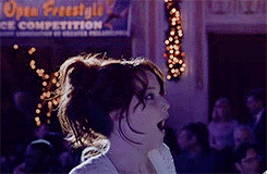 Excited dance moment at freestyle competition