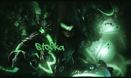 Glowing green hooded figure signature, classic forum GFX vibe