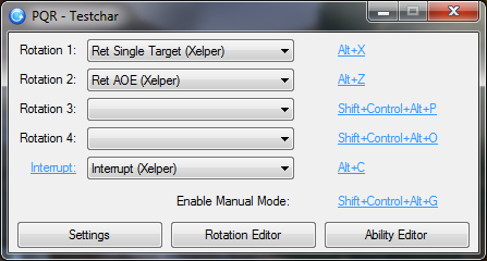 PQR rotation bot interface for WoW hacking