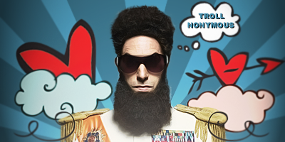 Dictator meme with troll speech bubble comic art