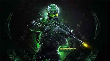 Green alien soldier GFX signature artwork