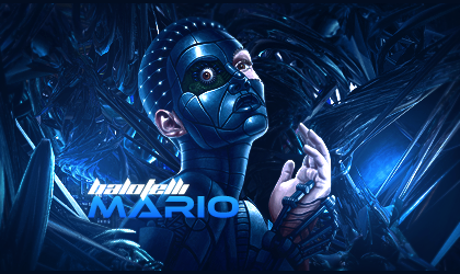 Cyberpunk Balotelli robotic-face signature art
