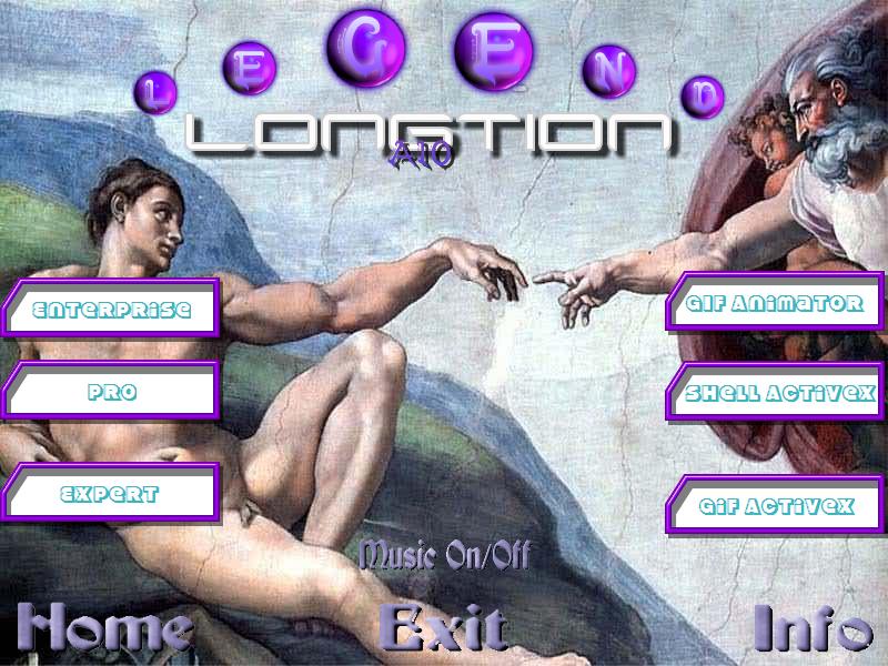 Legend AIO menu banner with Michelangelo art parody