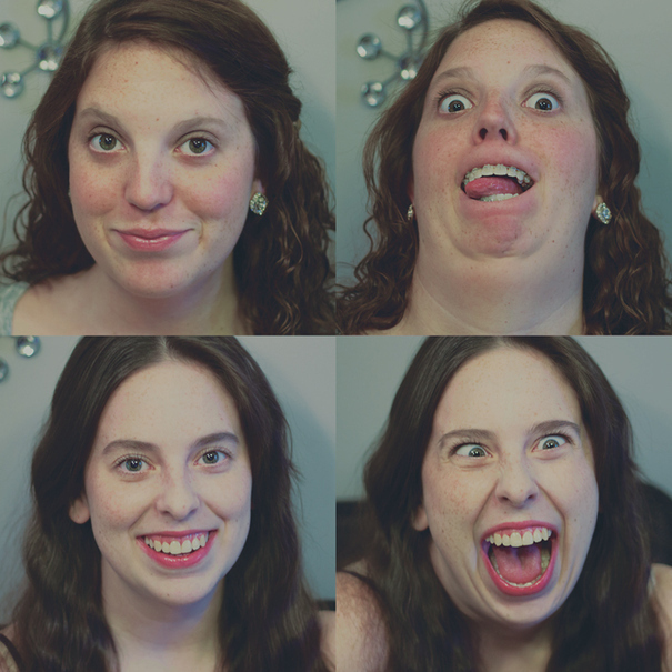 Four funny-face expressions, classic goofy forum photo post