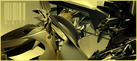 Sleek golden abstract 3D render GFX signature