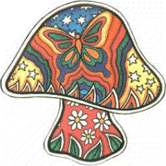 Trippy retro psychedelic mushroom clipart