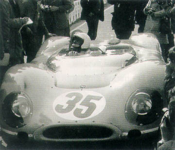 Vintage race car number 35, black-and-white throwback