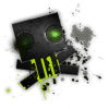 Grungy dark GFX piece with glowing green eyes