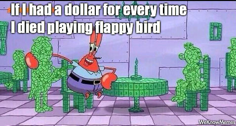 Mr. Krabs feels the Flappy Bird pain