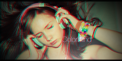 3D-effect anaglyph GFX signature with headphones