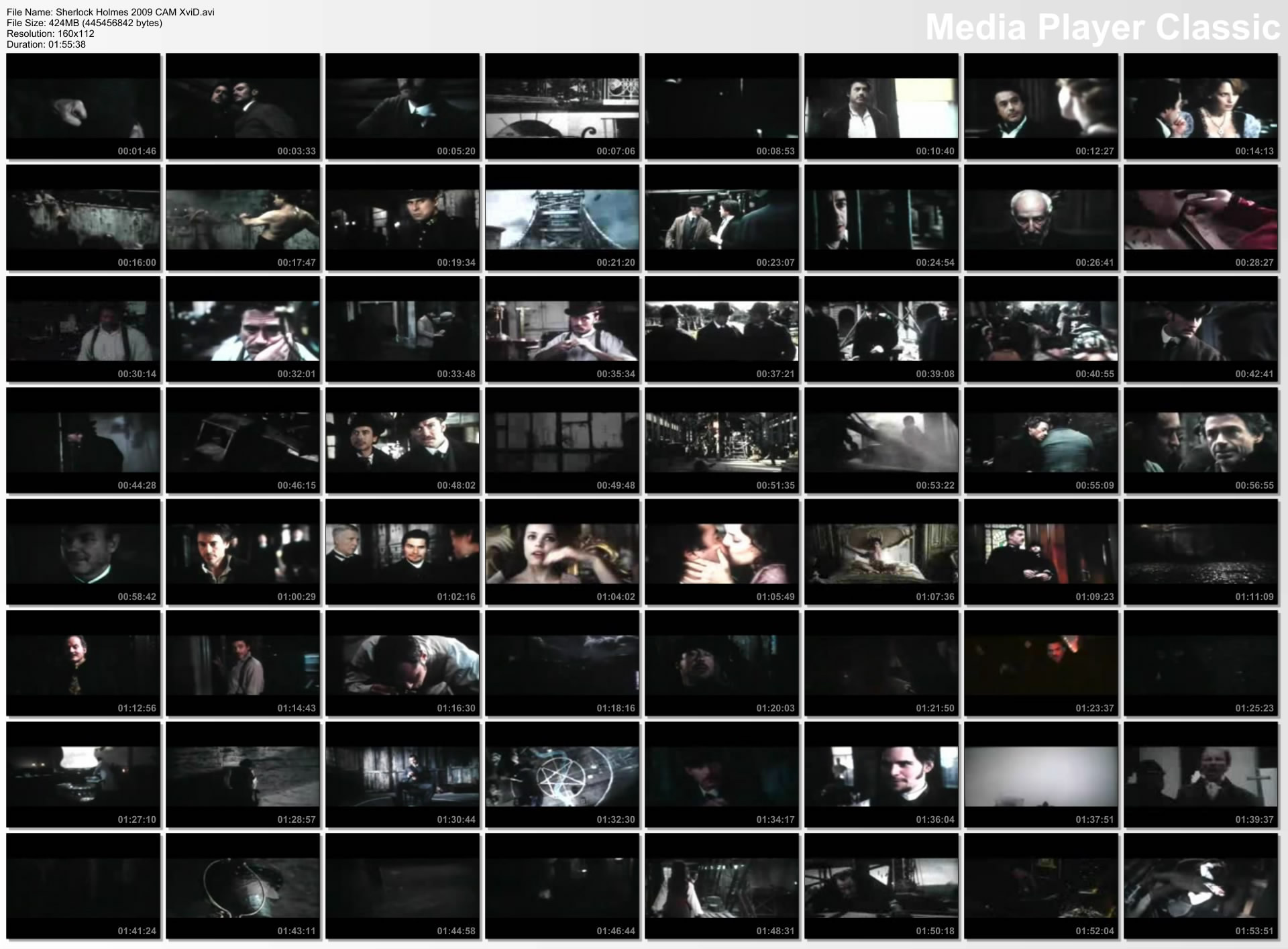 Sherlock Holmes 2009 CAM rip video thumbnail grid