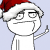 Classic rage-comic guy in a Santa hat