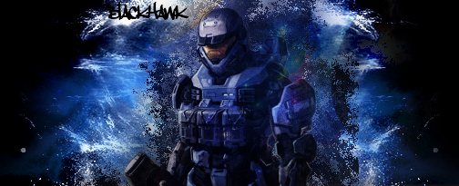 Halo-inspired soldier signature glowing with blue effects