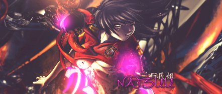 Anime warrior GFX signature glowing with fiery energy
