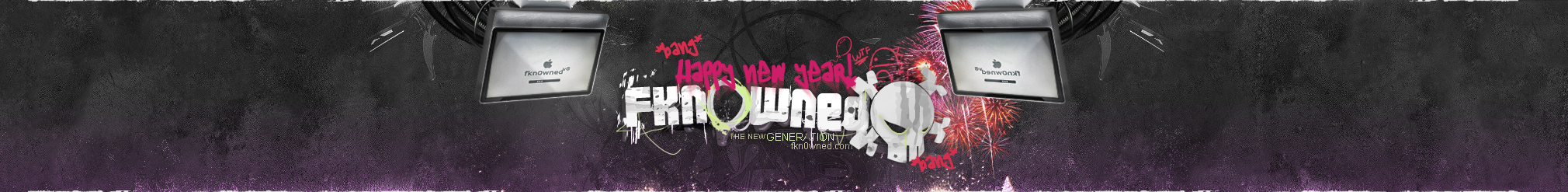 Fkn0wned's flashy New Year banner with fireworks and graffiti