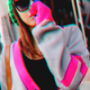 Neon-lit hoodie portrait, early-2010s aesthetic vibes