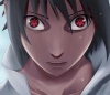 Anime character avatar with piercing red eyes