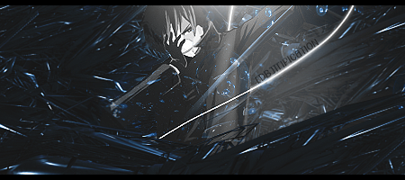 Moody anime GFX signature with dramatic light streaks