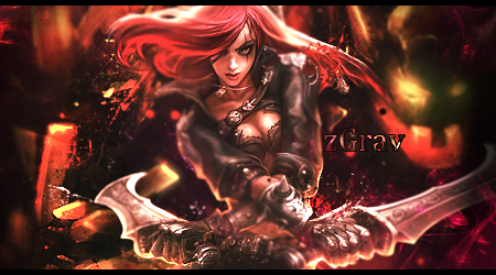 Fiery red-haired warrior GFX signature art