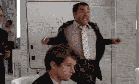Office celebration gif, pure comedic chaos energy