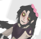 Dark-haired anime girl avatar with pink hair clip