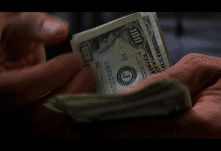 Counting out hundred-dollar bills for the win