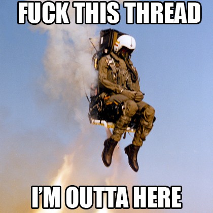 Ejecting from a flaming thread, classic forum humor