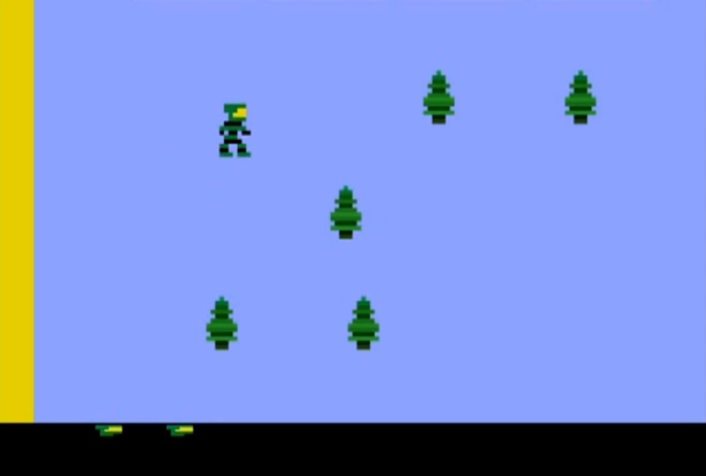 Retro 2600-style Halo sprite among pixel trees