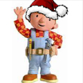 Bob the Builder waving in a Santa hat