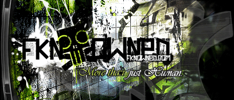 Grungy fkn0wned crew banner with graffiti splatter style