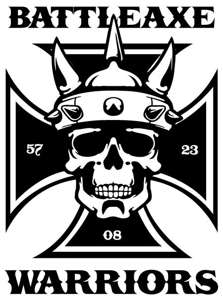 Skull-and-crown Iron Cross biker club emblem