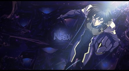 Anime GFX signature with mysterious character in blue tones