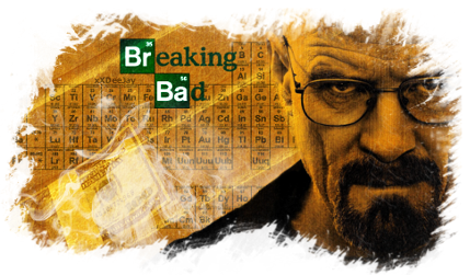 Breaking Bad-inspired fan art with periodic table backdrop