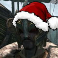 Festive masked character avatar, Santa hat edition