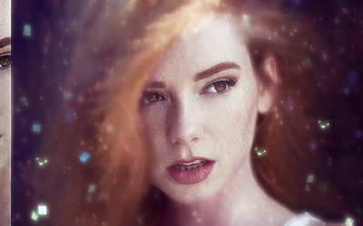 Dreamy portrait GFX with sparkling bokeh overlay