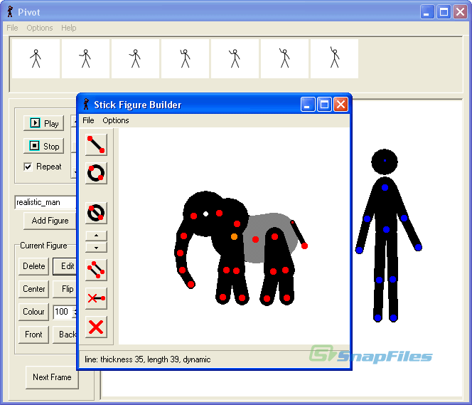 Pivot Stick Figure Builder making an elephant animation