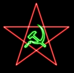 Neon hammer-and-sickle star, Soviet-themed forum avatar