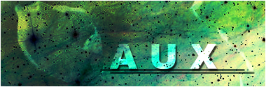 Green textured GFX signature reading AUX
