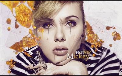 Golden-eyed portrait GFX signature with crew tag Mickey
