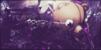Purple-toned teddy bear GFX signature art