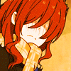 Anime-style redhead avatar, wistful pose