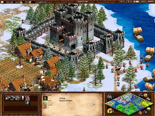Age of Empires 2 castle siege in the snow