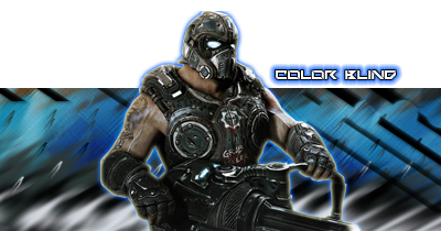 Gears of War armored soldier GFX with 'Color Blind' tag