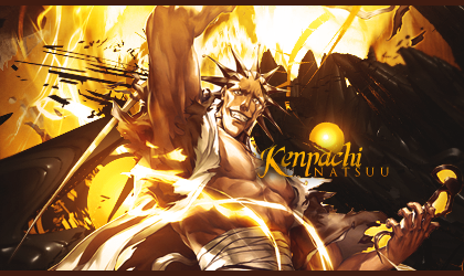 Fiery Kenpachi signature art blazing with lightning effects