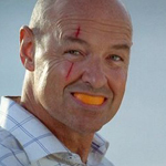Bald guy with quirky facial expression photo