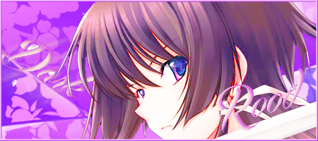 Anime girl signature GFX in purple tones